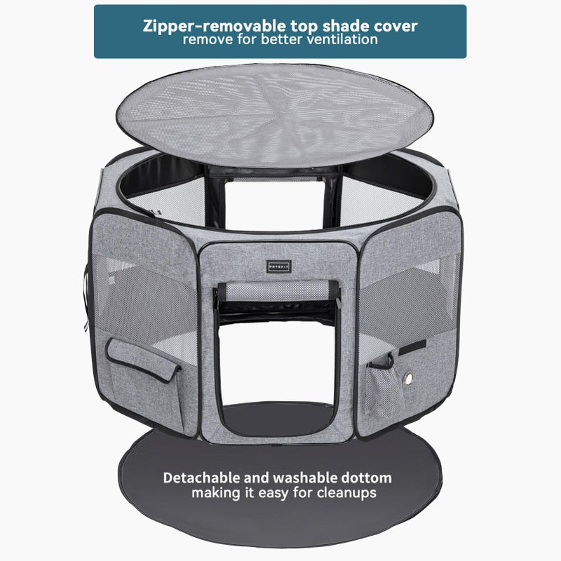Petsfit Portable Dog Playpen for for Large Dogs/Cat/Rabbit/Chick, with Water Bottle Holder and Carrying Case, for Travel/Indoor/Outdoor Use, Large (45.5"x45.5"x28.5") - Image 4